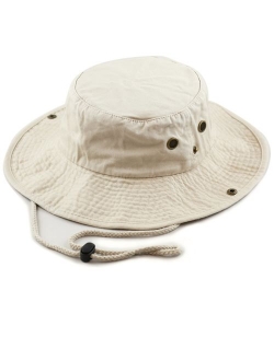 The Hat Depot 100% Cotton Stone-Washed Safari Wide Brim Foldable Double-Sided Sun Boonie Bucket Hat