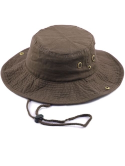 The Hat Depot 100% Cotton Stone-Washed Safari Wide Brim Foldable Double-Sided Sun Boonie Bucket Hat