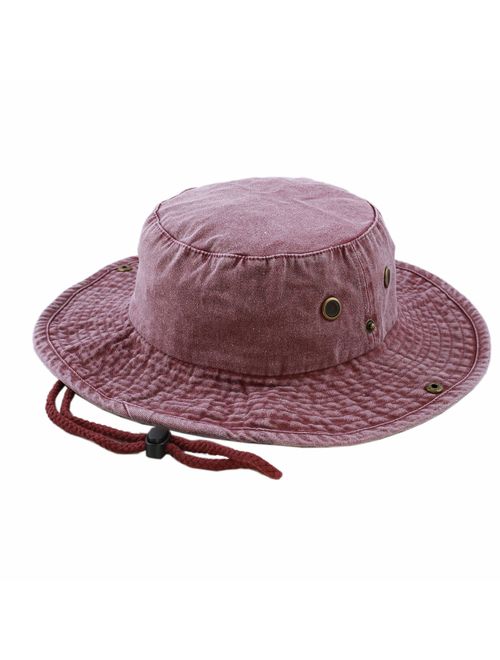 The Hat Depot 100% Cotton Stone-Washed Safari Wide Brim Foldable Double-Sided Sun Boonie Bucket Hat