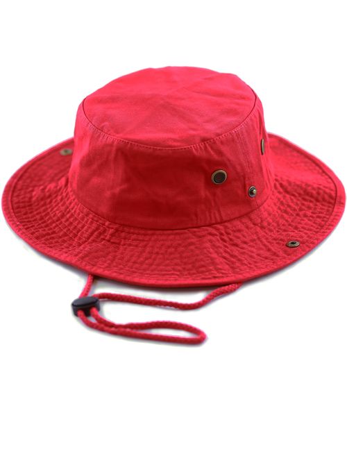 The Hat Depot 100% Cotton Stone-Washed Safari Wide Brim Foldable Double-Sided Sun Boonie Bucket Hat