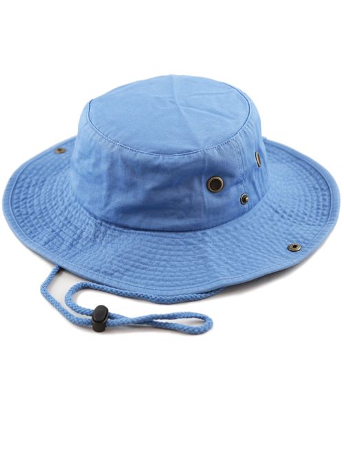 The Hat Depot 100% Cotton Stone-Washed Safari Wide Brim Foldable Double-Sided Sun Boonie Bucket Hat