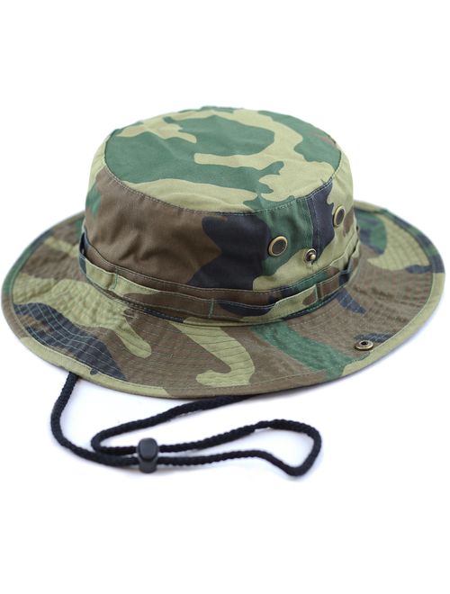 The Hat Depot 100% Cotton Stone-Washed Safari Wide Brim Foldable Double-Sided Sun Boonie Bucket Hat