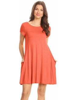 Casual T Shirt Dress for Women Flowy Tunic Dress with Pockets Reg and Plus Size - USA