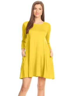 Casual T Shirt Dress for Women Flowy Tunic Dress with Pockets Reg and Plus Size - USA