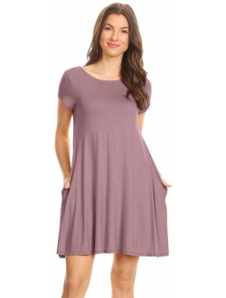 Casual T Shirt Dress for Women Flowy Tunic Dress with Pockets Reg and Plus Size - USA