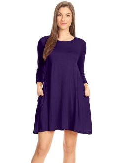 Casual T Shirt Dress for Women Flowy Tunic Dress with Pockets Reg and Plus Size - USA