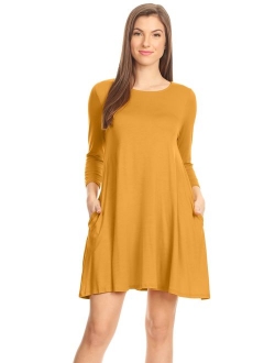 Casual T Shirt Dress for Women Flowy Tunic Dress with Pockets Reg and Plus Size - USA