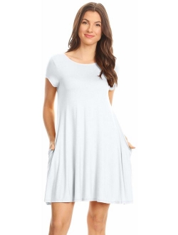 Casual T Shirt Dress for Women Flowy Tunic Dress with Pockets Reg and Plus Size - USA