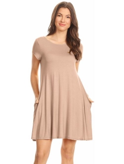 Casual T Shirt Dress for Women Flowy Tunic Dress with Pockets Reg and Plus Size - USA