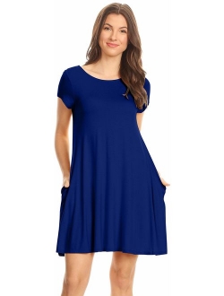 Casual T Shirt Dress for Women Flowy Tunic Dress with Pockets Reg and Plus Size - USA