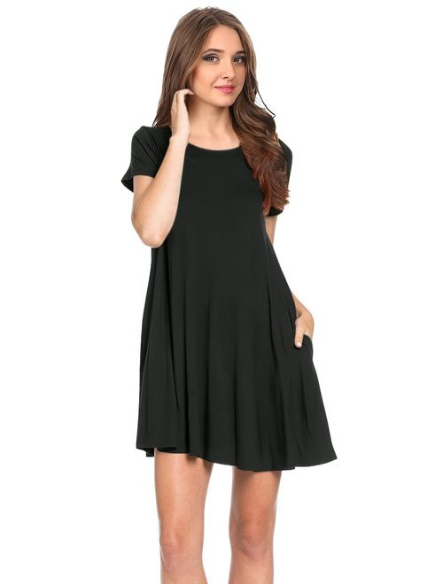 Casual T Shirt Dress for Women Flowy Tunic Dress with Pockets Reg and Plus Size - USA