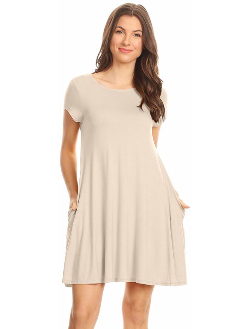 Casual T Shirt Dress for Women Flowy Tunic Dress with Pockets Reg and Plus Size - USA