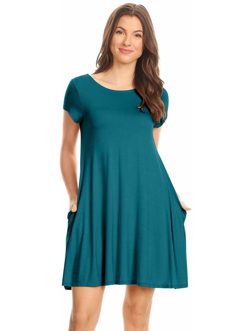 Casual T Shirt Dress for Women Flowy Tunic Dress with Pockets Reg and Plus Size - USA