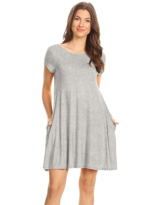 Casual T Shirt Dress for Women Flowy Tunic Dress with Pockets Reg and Plus Size - USA