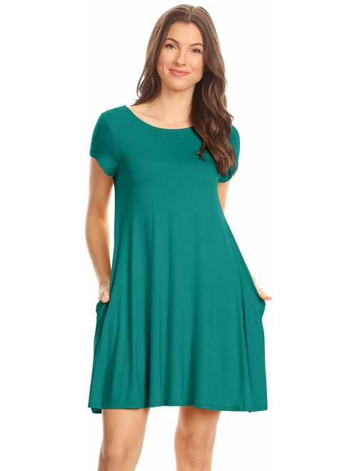 Casual T Shirt Dress for Women Flowy Tunic Dress with Pockets Reg and Plus Size - USA