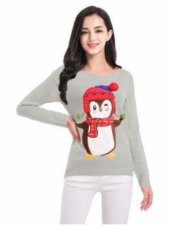 v28 Ugly Christmas Sweater for Women Vintage Funny Merry Tunic Knit Sweaters