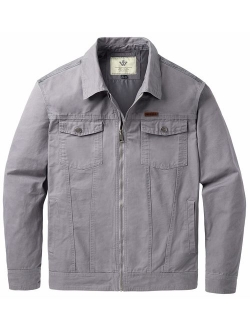 WenVen Men's Fall Military Utility Casual Cotton  Work Wear Jackets