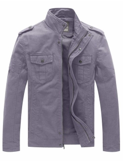 WenVen Men's Casual Cotton Military Jacket