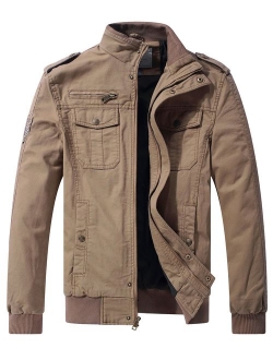 WenVen Men's Casual Cotton Military Jacket