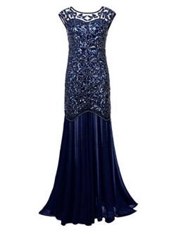 kayamiya Women's 1920s Evening Dress Formal Beaded Sequin Maxi Long Flapper Embellished Prom Ball Gown