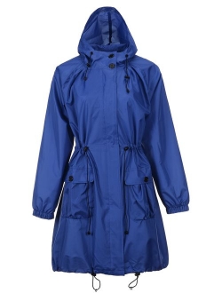 Women's Packable Waterproof Rain Jacket Outdoor Raincoat with Zipper