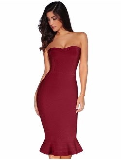 Meilun Women's Knee Strapless Bandage Bodycon Party Dress