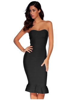 Meilun Women's Knee Strapless Bandage Bodycon Party Dress