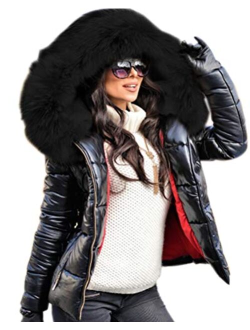 Under Armour Aofur Womens Ladies Quilted Winter Coat Fur Collar Hooded Down Jacket Parka Outerwear