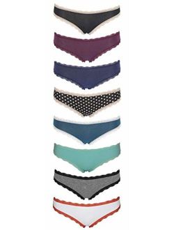 Emprella Cotton Underwear Women, 8 Pack Womens Bikini Seamless Ladies Cheeky Panties S-XL