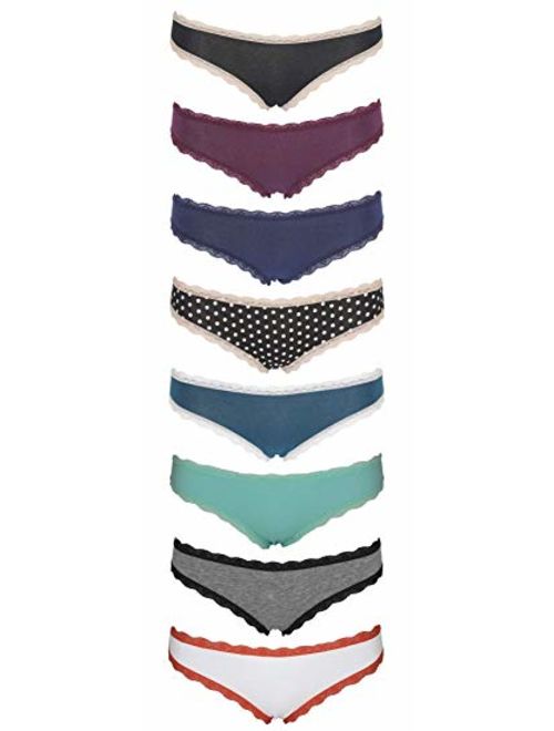 Emprella Cotton Underwear Women, 8 Pack Womens Bikini Seamless Ladies Cheeky Panties S-XL