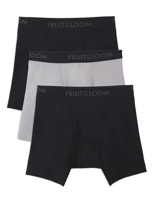 Fruit of the Loom Men's Breathable Cotton Micro-Mesh Assorted Boxer Briefs, 3 Pack