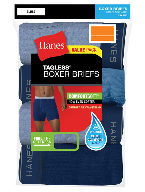 Hanes Men's ComfortSoft Comfort Flex Waistband Boxer Briefs, 4 Pack