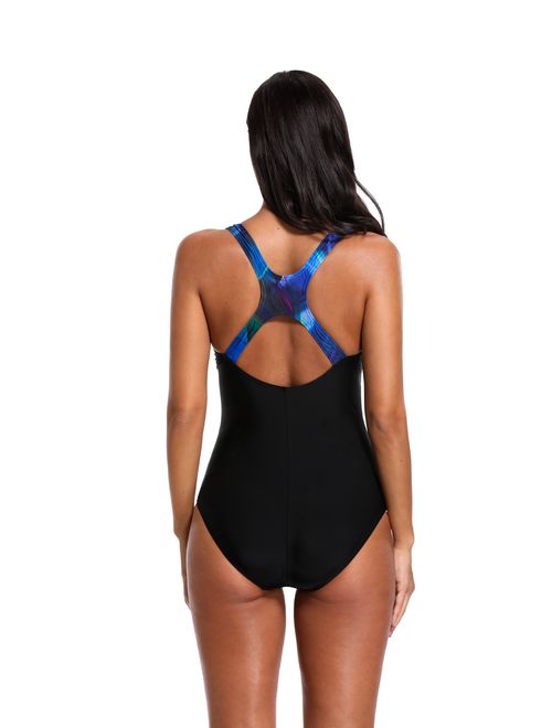 Charmo Women's One Piece Padded Swimsuits Exercise Racing Maillot Bathing Suit