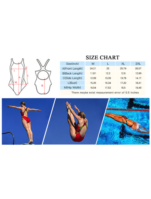 Charmo Women's One Piece Padded Swimsuits Exercise Racing Maillot Bathing Suit