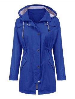 LOMON Raincoat Women Waterproof Long Hooded Trench Coats Lined Windbreaker Travel Jacket S-XXL