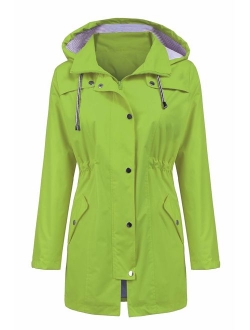 LOMON Raincoat Women Waterproof Long Hooded Trench Coats Lined Windbreaker Travel Jacket S-XXL