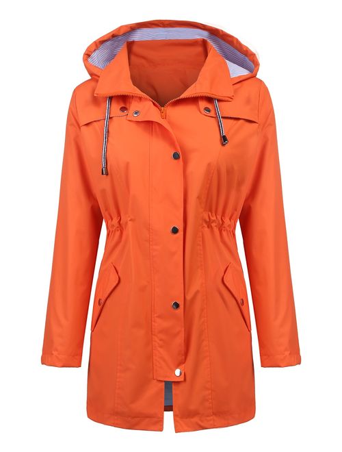 LOMON Raincoat Women Waterproof Long Hooded Trench Coats Lined Windbreaker Travel Jacket S-XXL