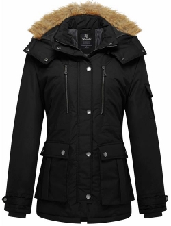 Wantdo Women's Thickened Parka Coat with Removable Fur Hood