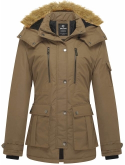 Wantdo Women's Thickened Parka Coat with Removable Fur Hood