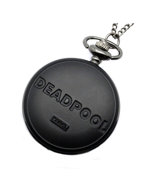 Black Red Superhero Deadpool Movie Anti-Tarnish Quartz Pocket Watch Necklace Pendant Mens Womens WP-14