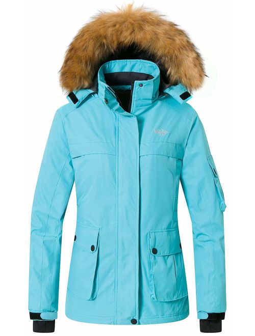 Wantdo Women's Warm Parka Mountain Ski Fleece Jacket Waterproof Rain Coat