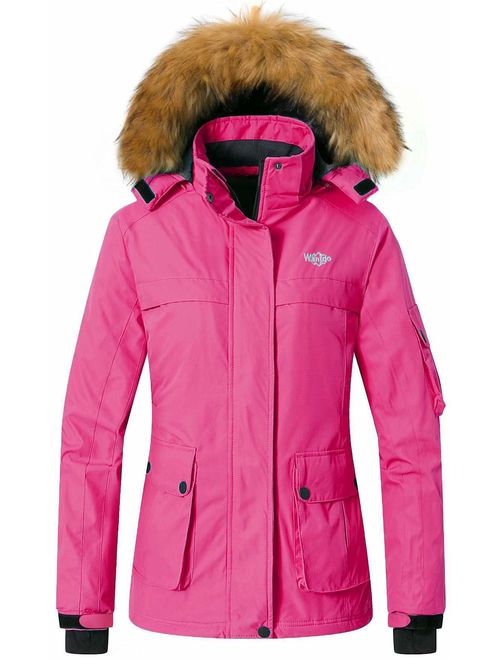 Wantdo Women's Warm Parka Mountain Ski Fleece Jacket Waterproof Rain Coat