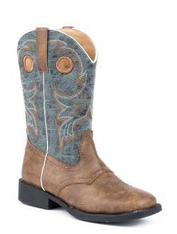 boys' daniel distressed saddle vamp cowboy boot square toe - 09-018-1224-2201 br
