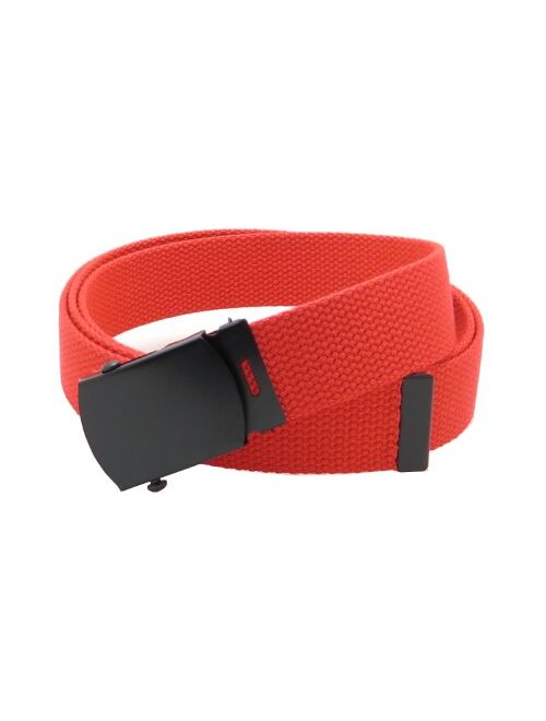 Canvas Web Belt Military Style with Black Buckle and Tip 56