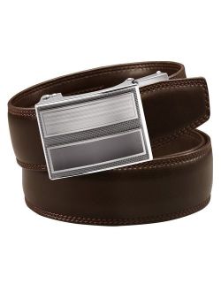 Men's Holeless Leather Ratchet Click Belt - Trim to Perfect Fit (Various Styles and Colors)