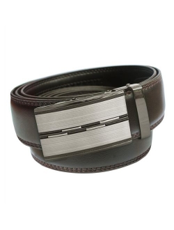 Men's Holeless Leather Ratchet Click Belt - Trim to Perfect Fit (Various Styles and Colors)