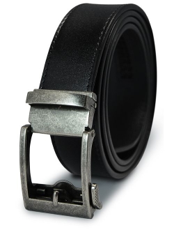 Men's Holeless Leather Ratchet Click Belt - Trim to Perfect Fit (Various Styles and Colors)