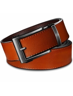 Men's Holeless Leather Ratchet Click Belt - Trim to Perfect Fit (Various Styles and Colors)