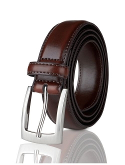 Belts for Men Mens Belt Buckle Genuine Leather Stitched Uniform Dress Belt