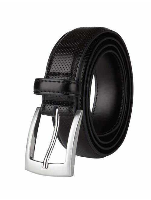 Belts for Men Mens Belt Buckle Genuine Leather Stitched Uniform Dress Belt